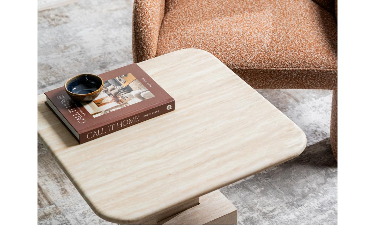 Eros Side Table White Travertine