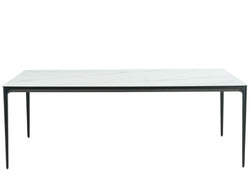 Magnate Large Outdoor Dining Table – White Marble | Black Frame