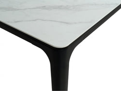Magnate Large Outdoor Dining Table – White Marble | Black Frame