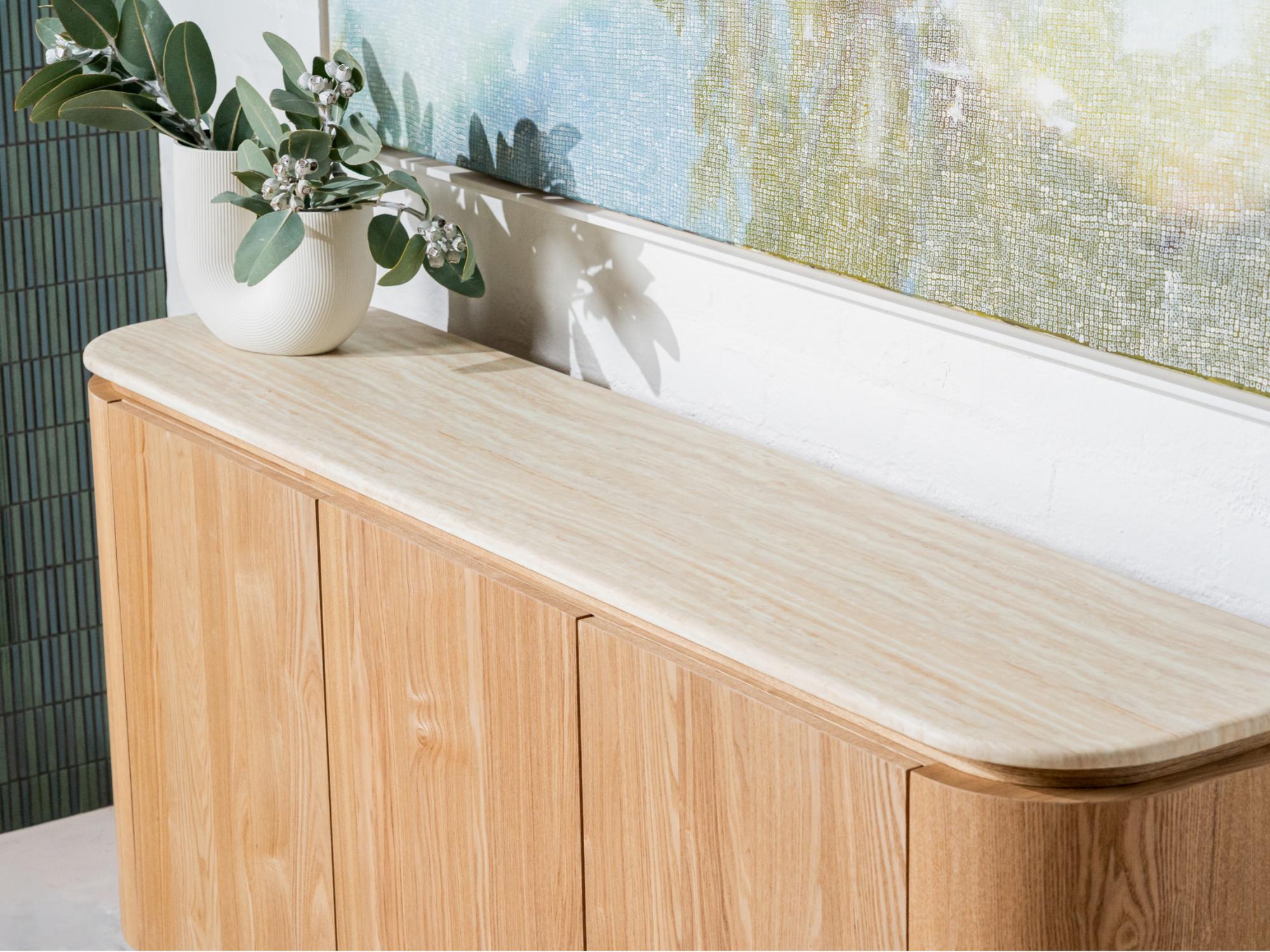 Waverley Sideboard – White Travertine | Natural Ash Veneer
