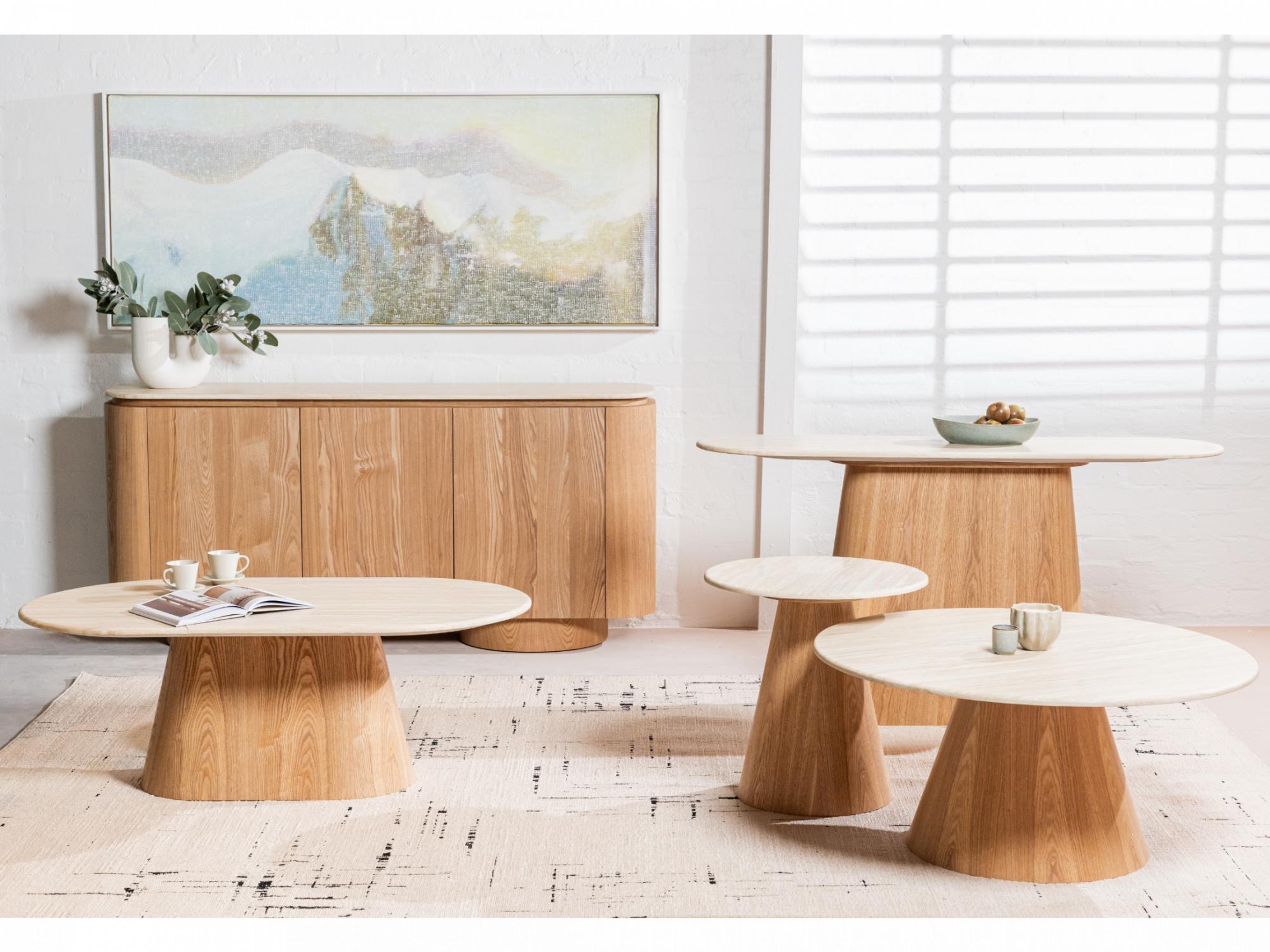 Waverley Console Table – White Travertine | Natural Ash Veneer