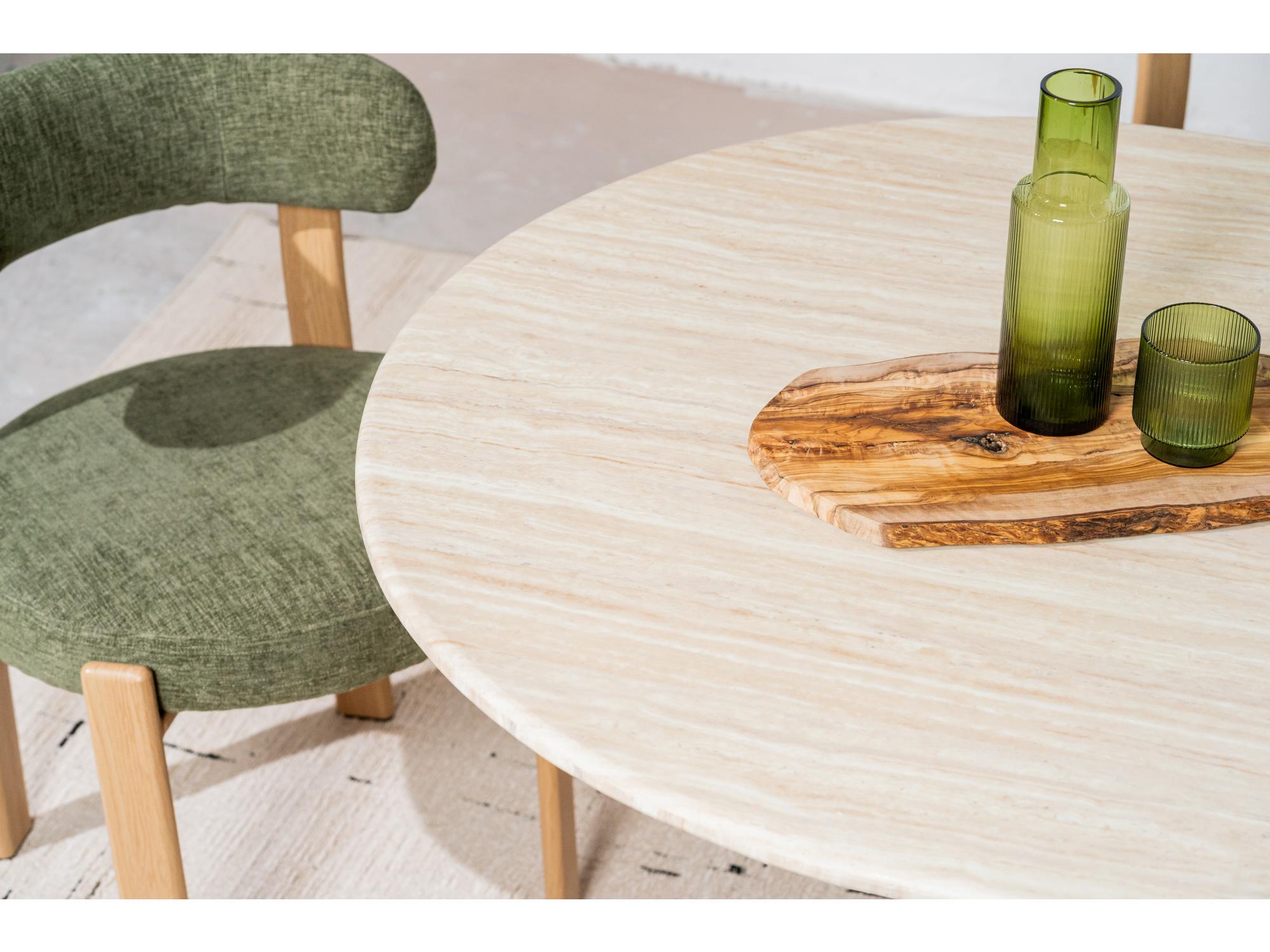 Waverley Dining Table – White Travertine | Natural Ash Veneer Base