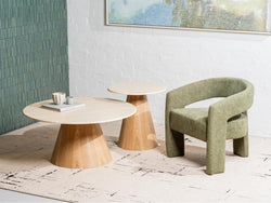 Waverley Side Table – White Travertine | Natural Ash Veneer