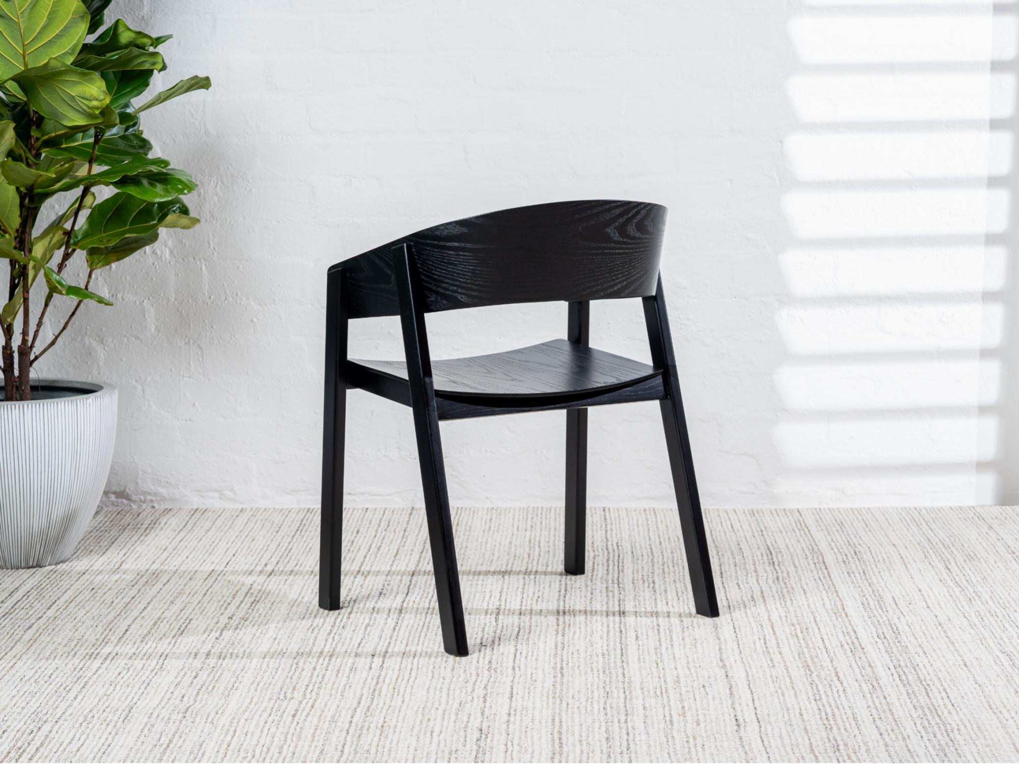 Hendriks Dining Chair – Black | Plywood, Ash Veneer & Solid Ash (Set of 2)