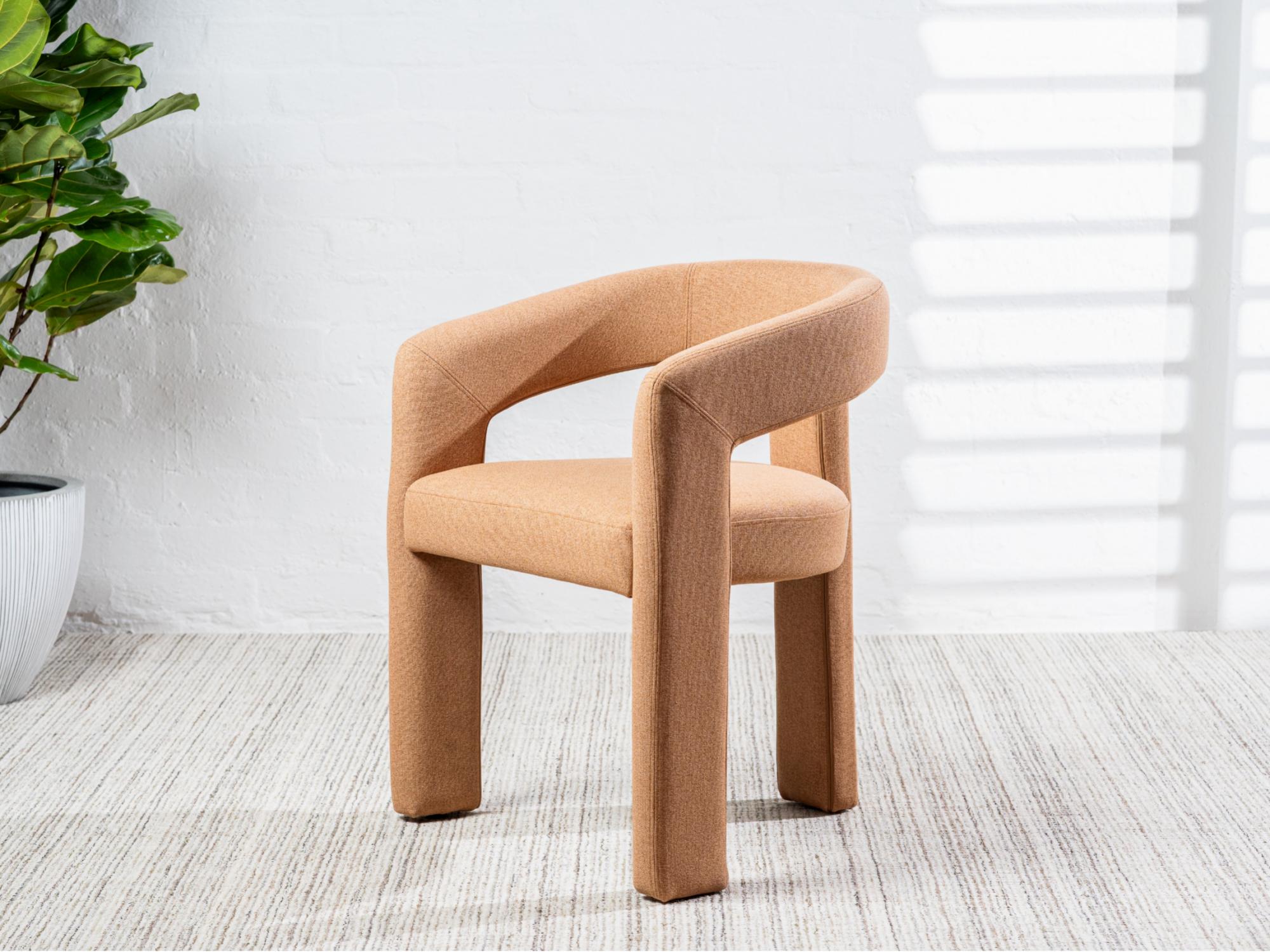Princeton Dining Chair – Orange | Linen Fabric Upholstery (Set of 2)