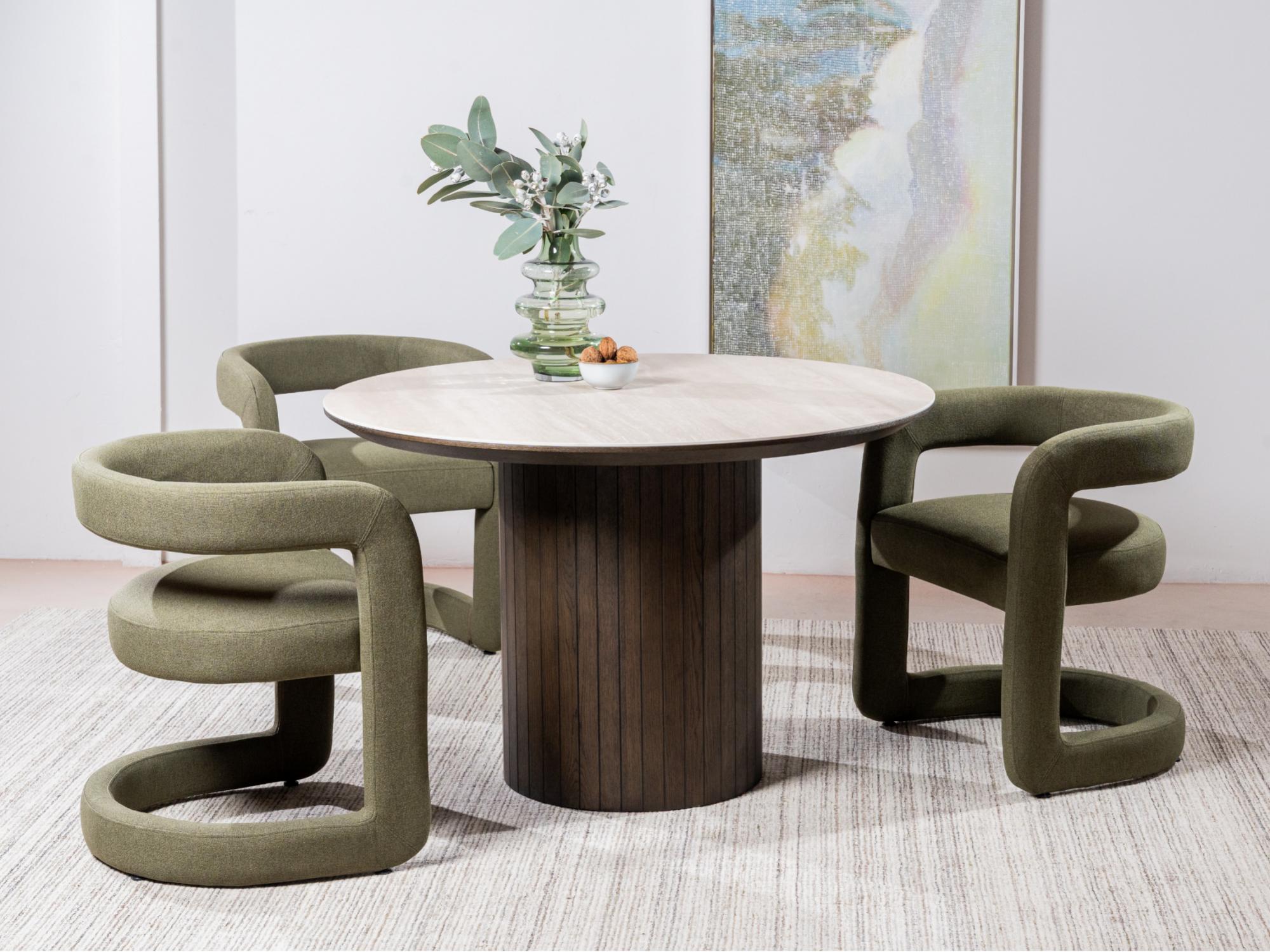 Toronto Dining Chair – Olive | Linen Fabric Upholstery (Set of 2)