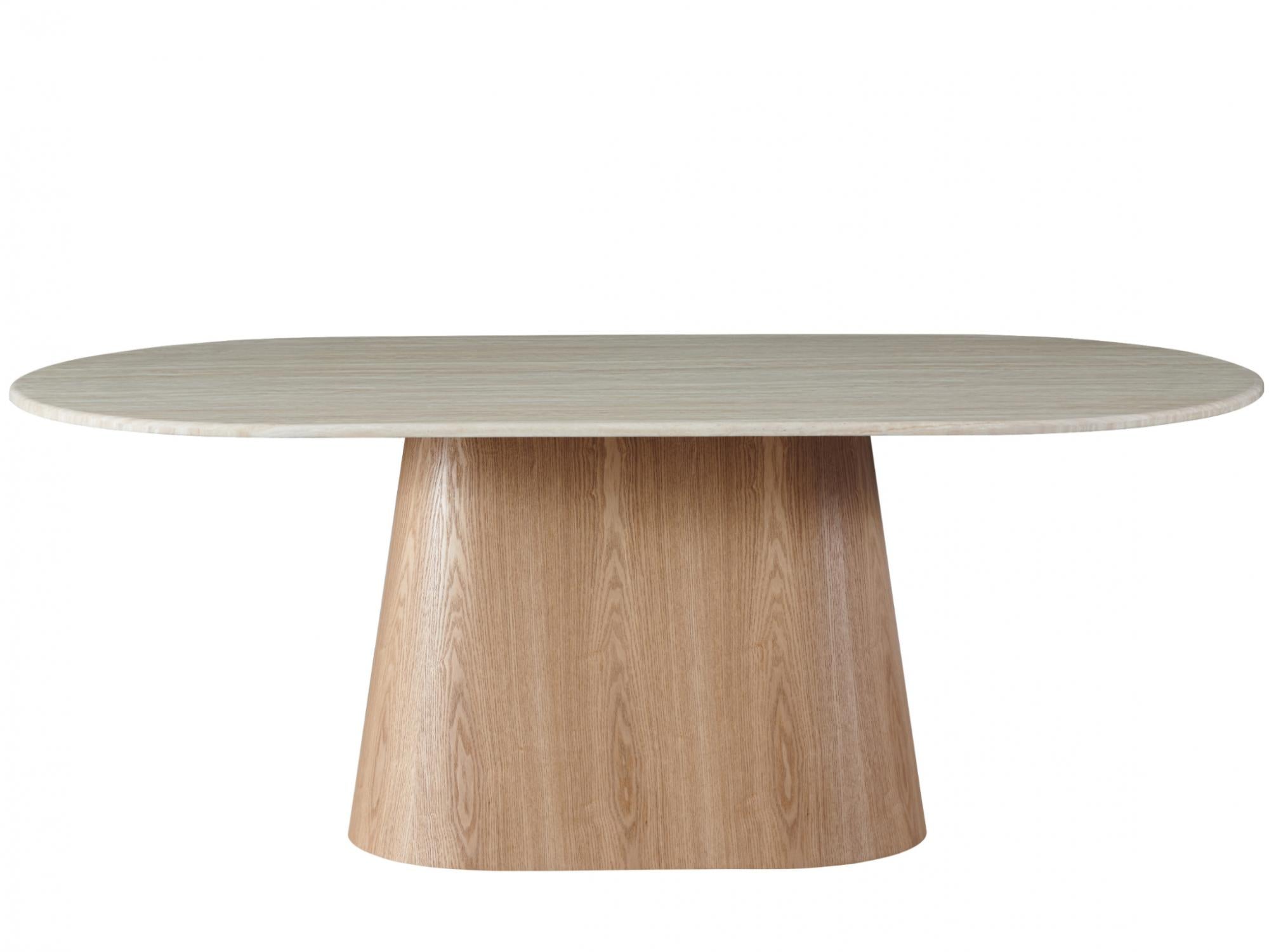 Waverley Dining Table – White Travertine | Natural Ash Veneer Base | 240cm