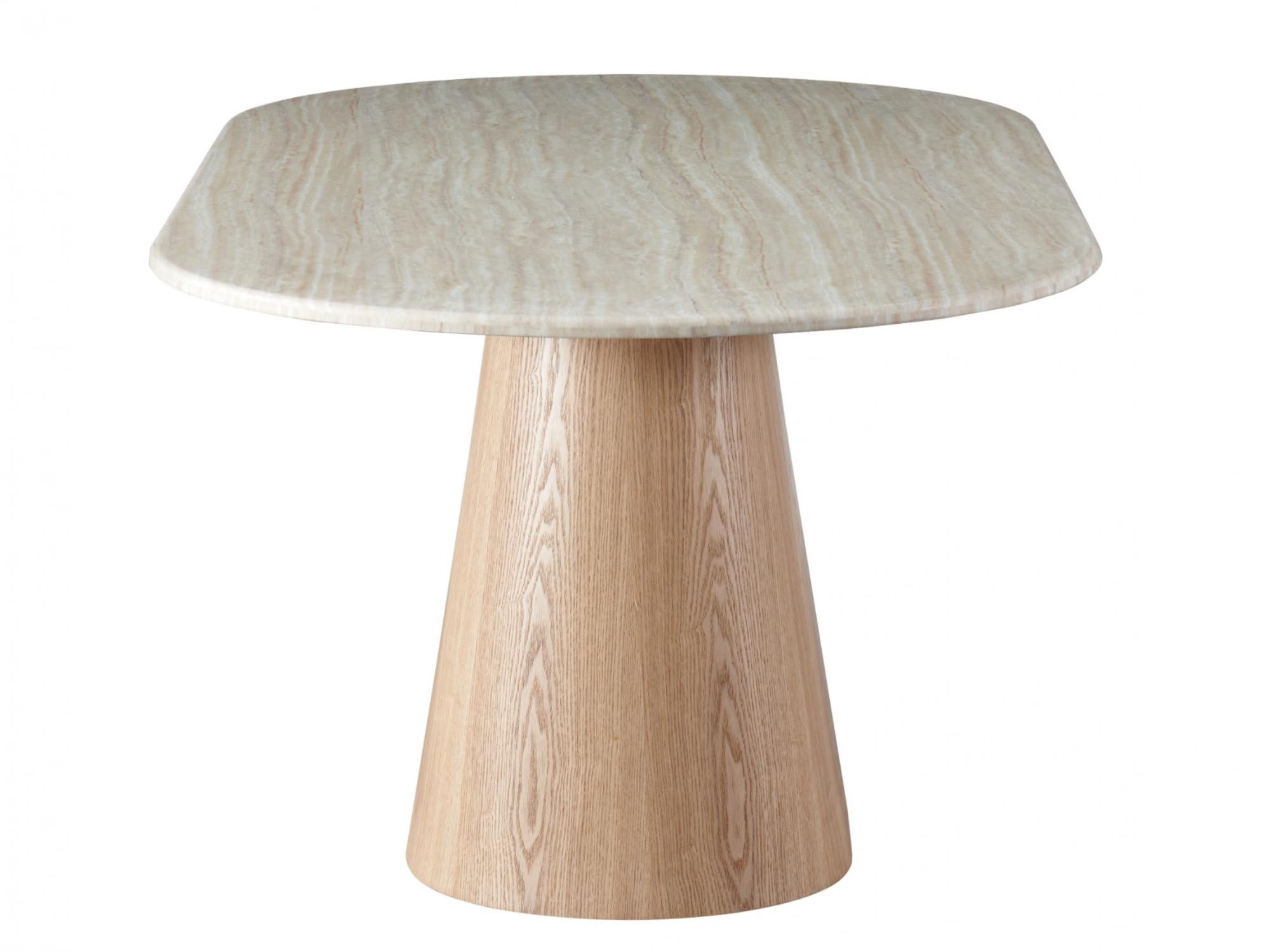 Waverley Dining Table – White Travertine | Natural Ash Veneer Base | 240cm