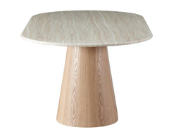 Waverley Dining Table – White Travertine | Natural Ash Veneer Base | 240cm