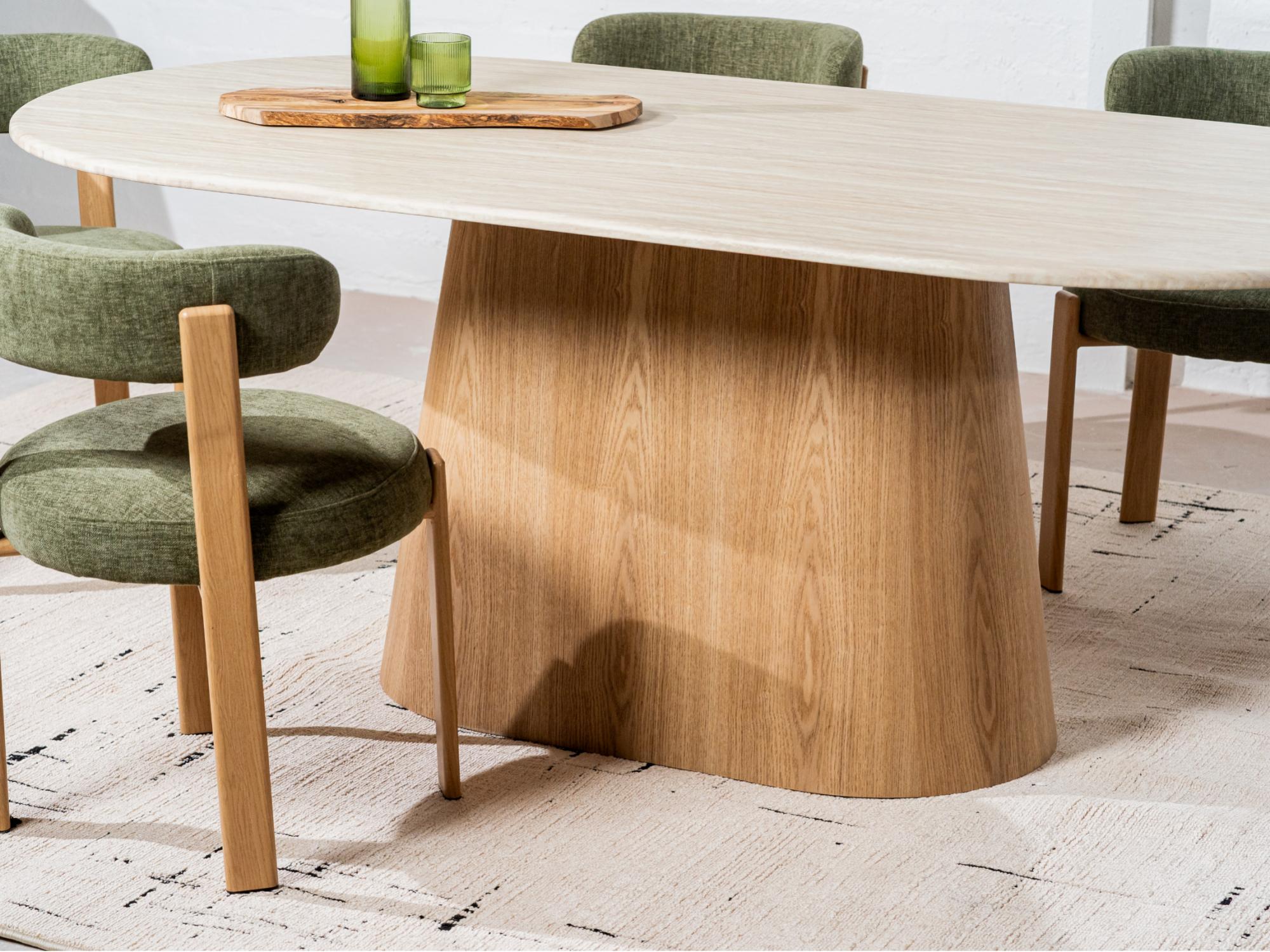 Waverley Dining Table – White Travertine | Natural Ash Veneer Base | 240cm