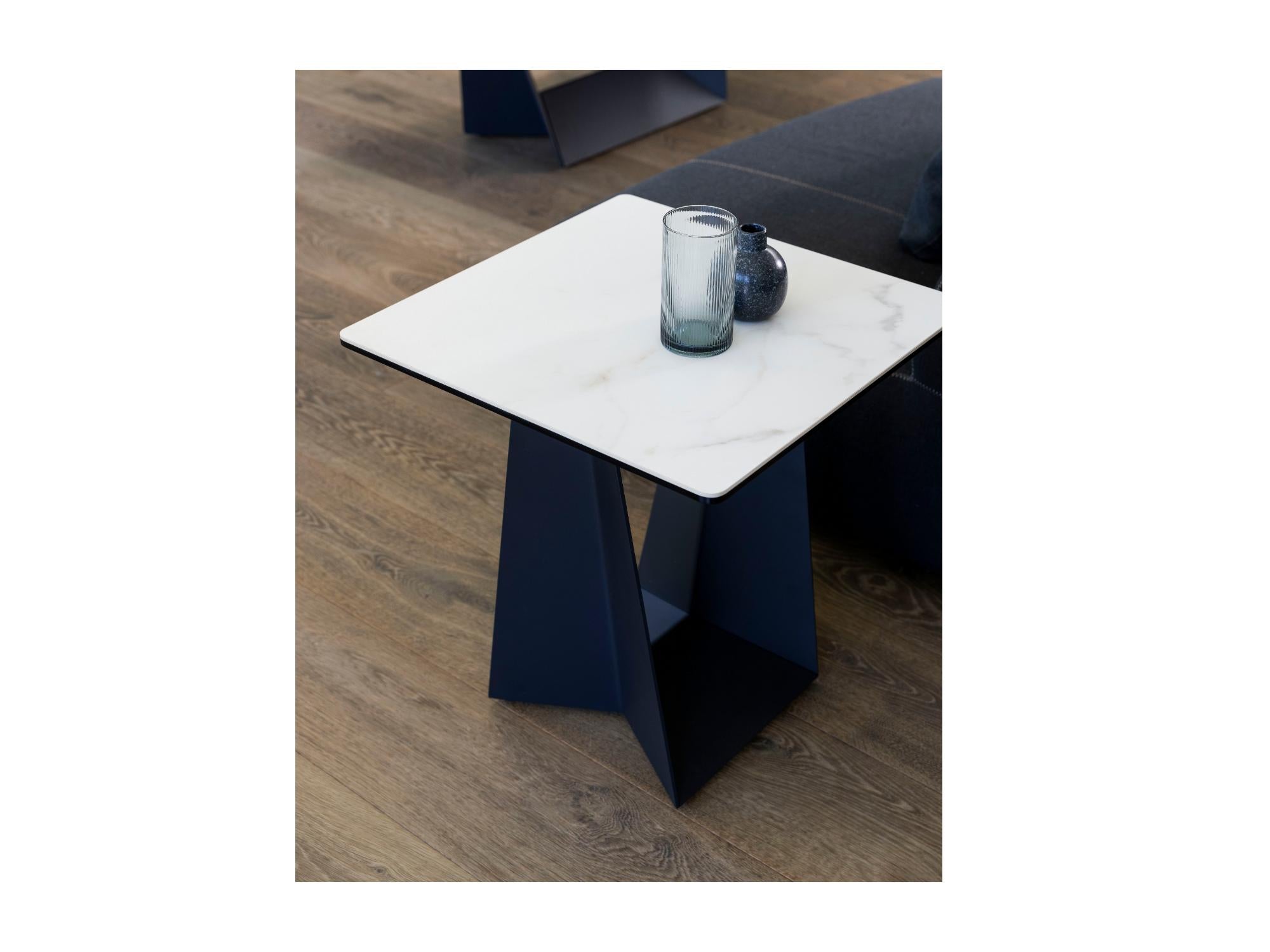 Symphony Side Table – Marmo Marble Effect | Black Frame