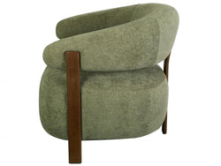 Hampton Occasional Chair – Olive | Chenille Fabric & Walnut-Effect Frame