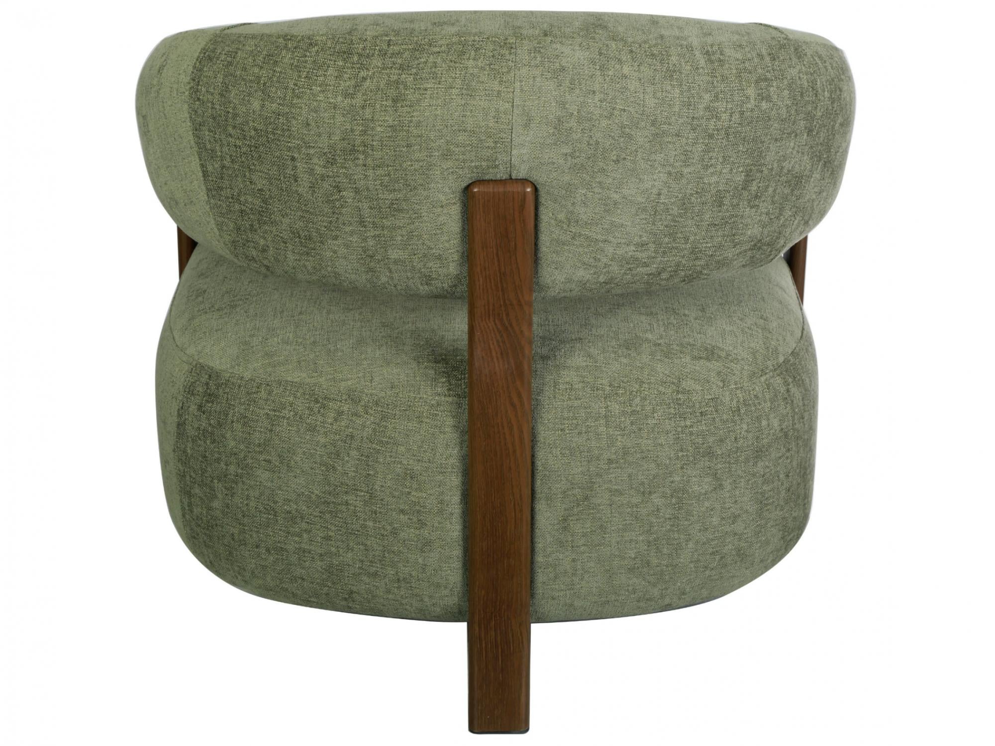 Hampton Occasional Chair – Olive | Chenille Fabric & Walnut-Effect Frame