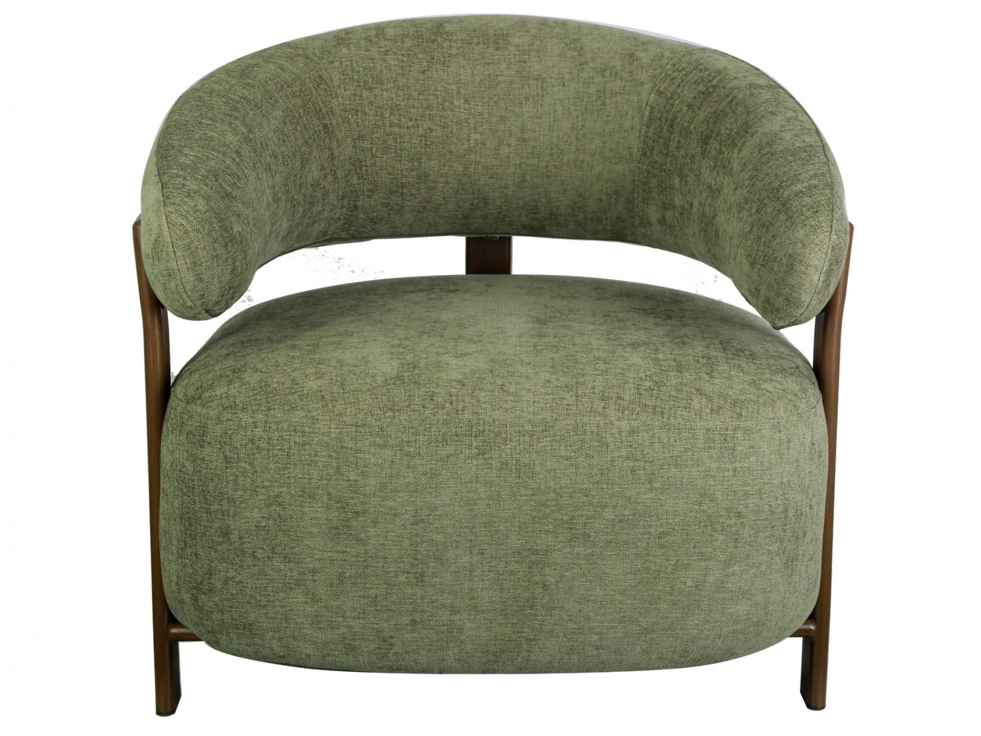 Hampton Occasional Chair – Olive | Chenille Fabric & Walnut-Effect Frame