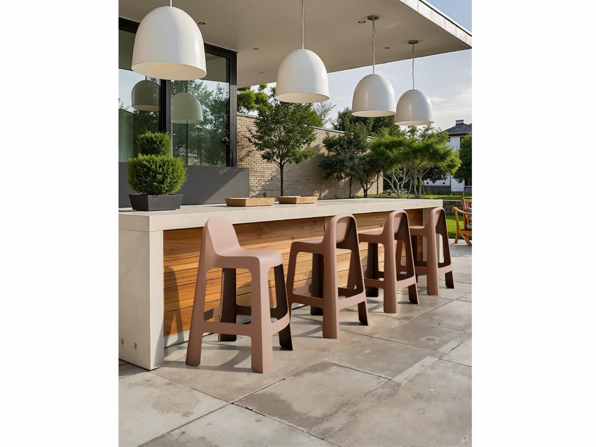 Bondi Outdoor Bar Stool – Mocha Brown | Solid Plastic (Set of 2)