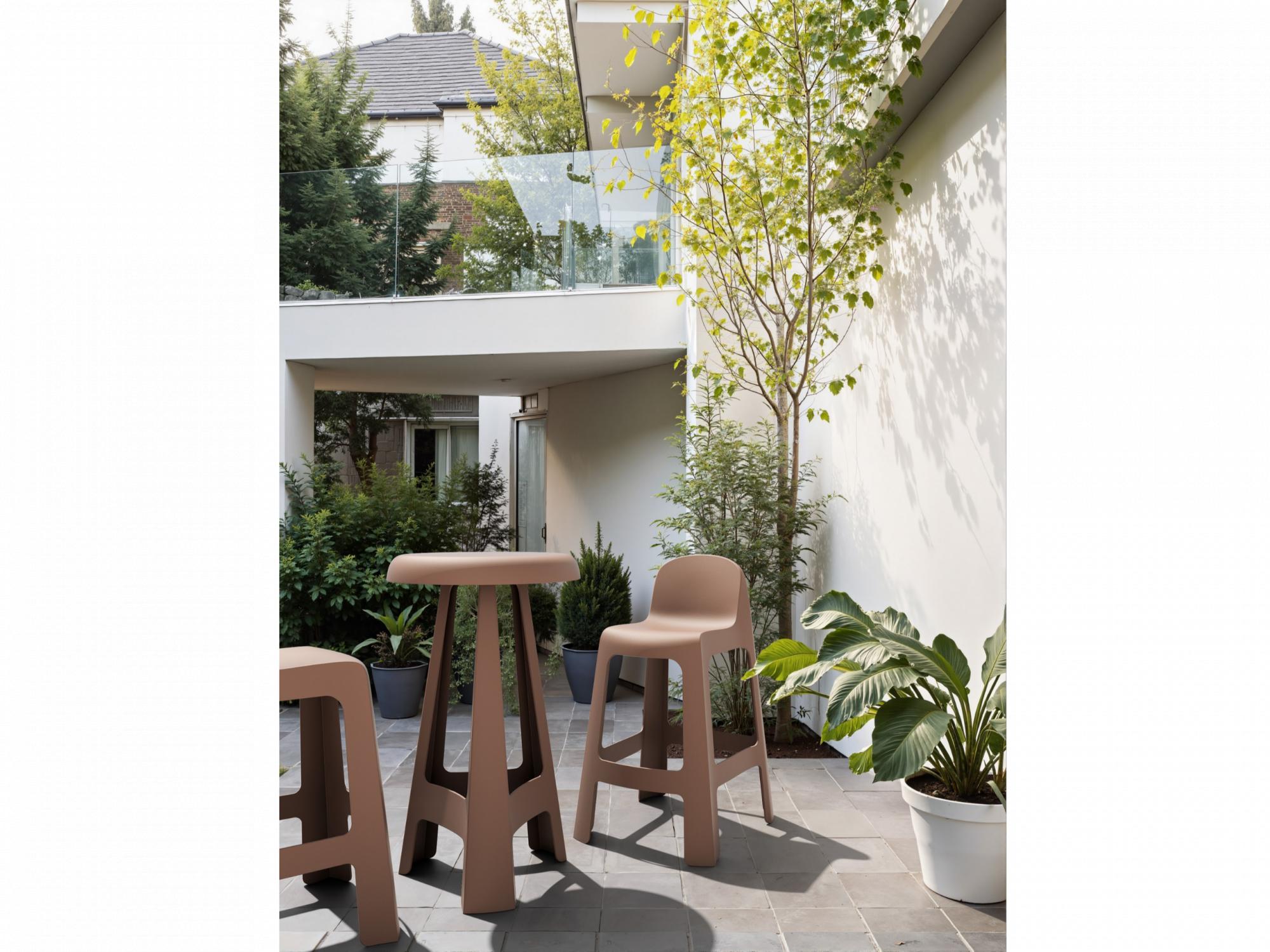 Bondi Outdoor Bar Stool – Mocha Brown | Solid Plastic (Set of 2)