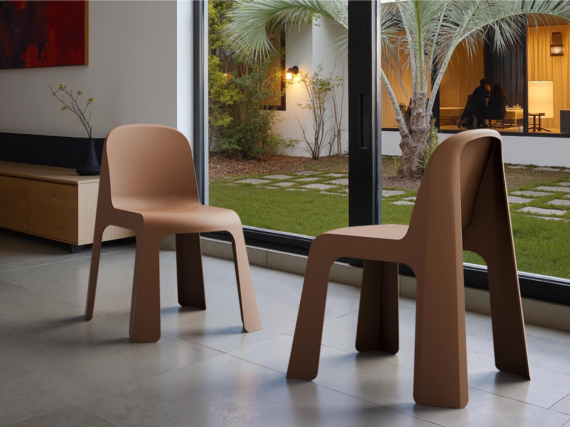 Bondi Dining Chair – Mocha Brown | Solid Plastic (Set of 2)