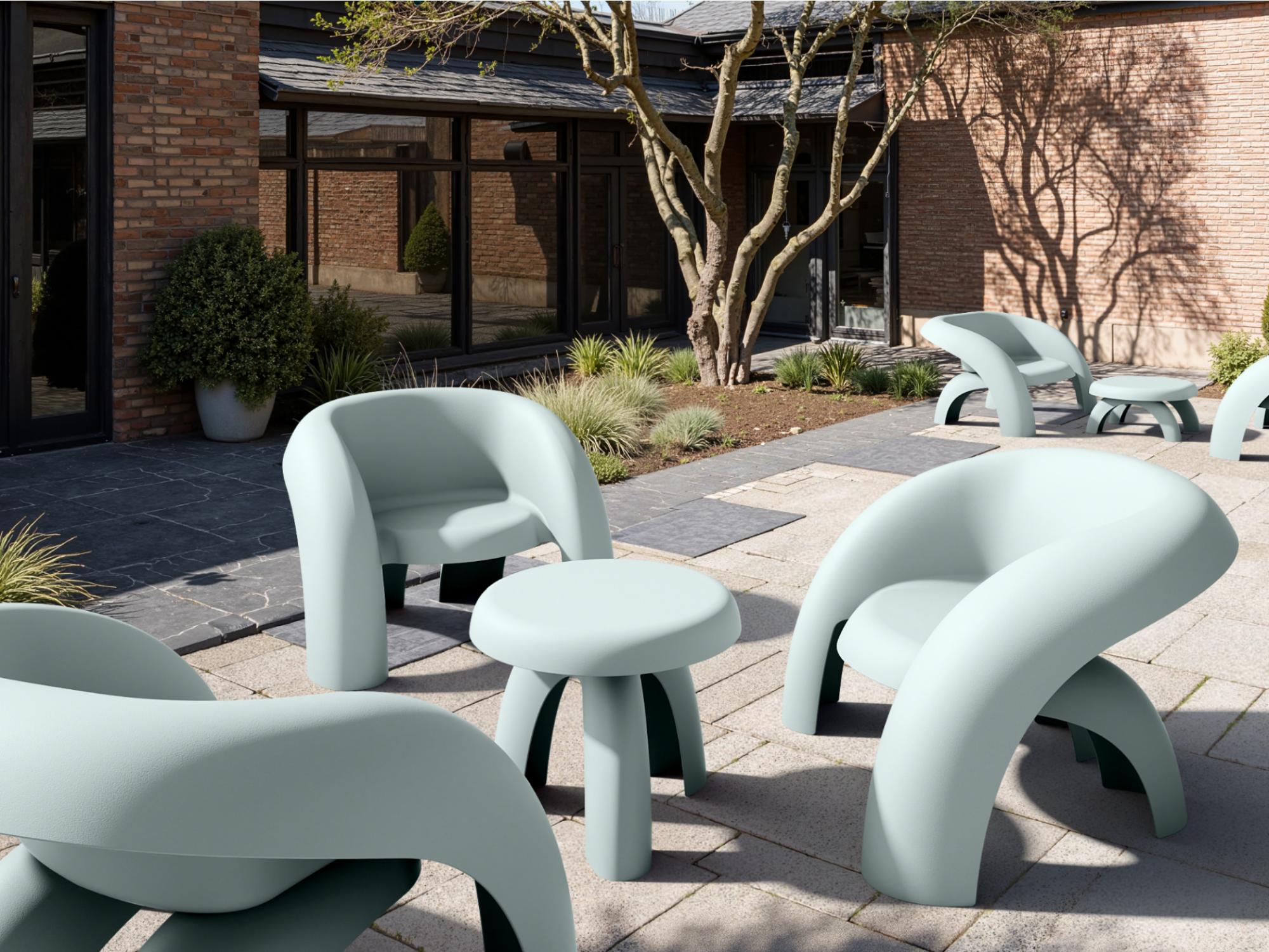 Bondi Outdoor Side Table – Celadon Green | Solid Plastic