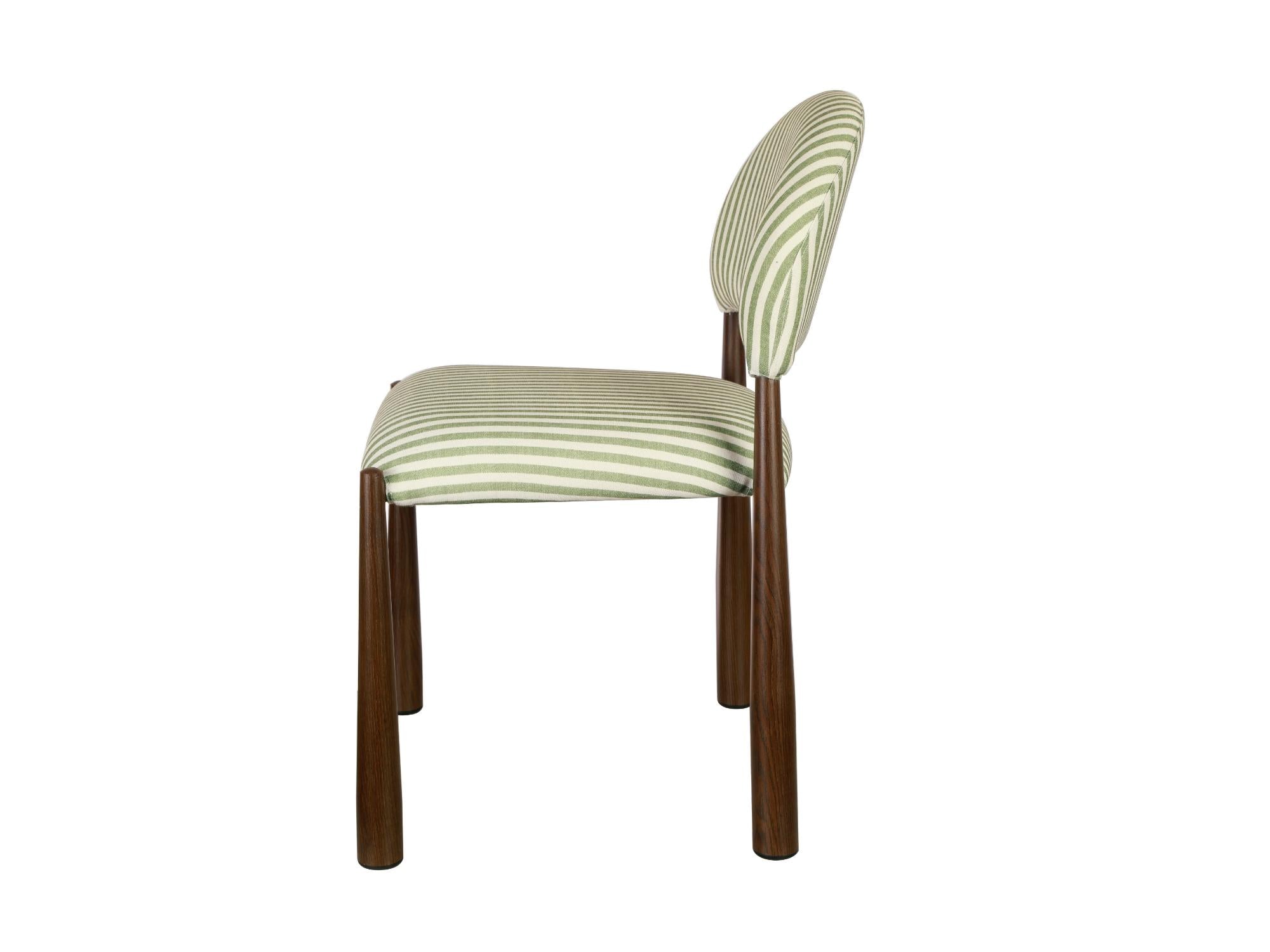 Egypt Dining Chair – Moss & Walnut | Fabric & Walnut-Effect Frame (Set of 2)