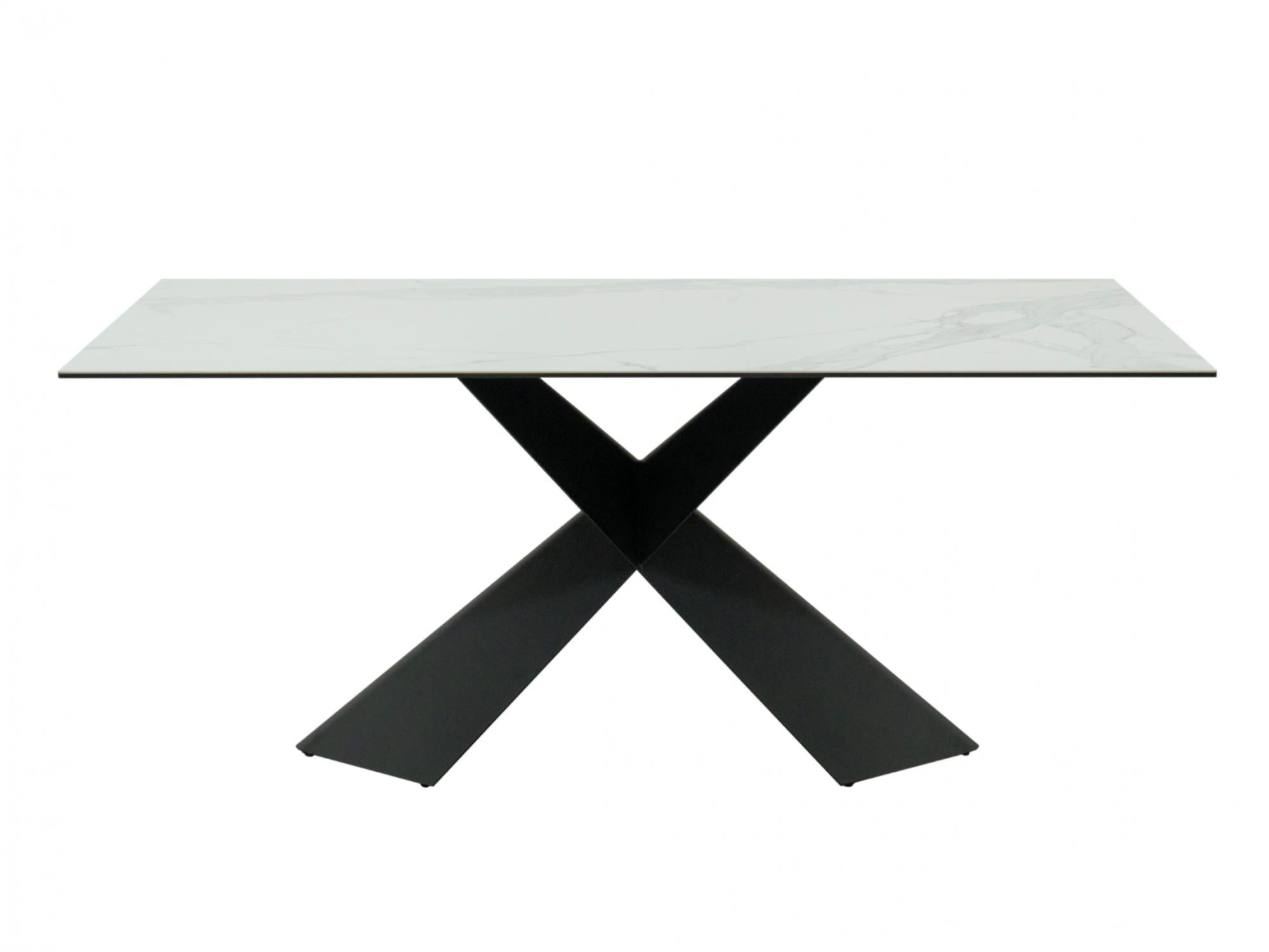 Zulu Fixed Dining Table – Vermont Marble Effect | Black Frame