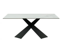 Zulu Fixed Dining Table – Vermont Marble Effect | Black Frame