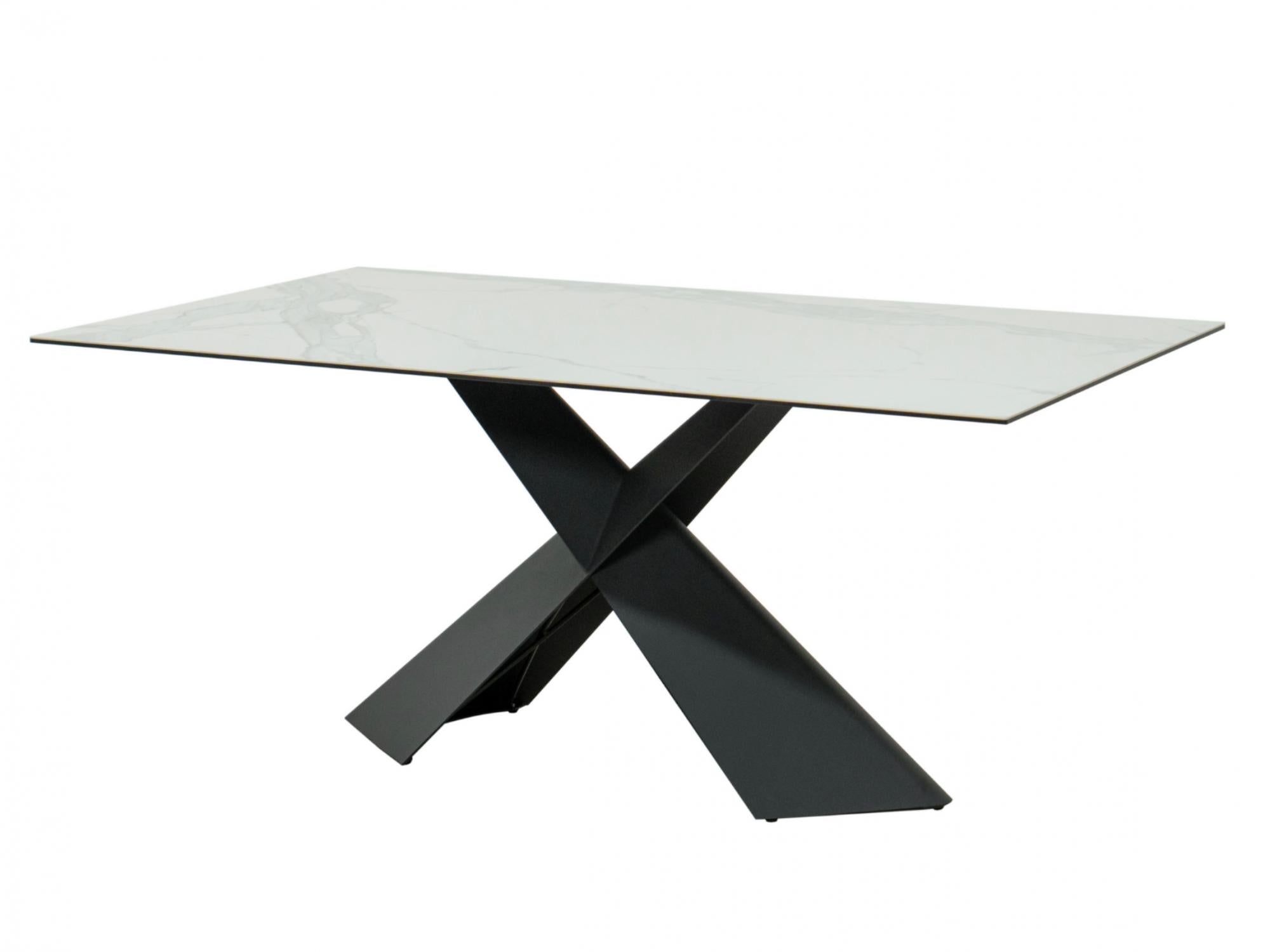 Zulu Fixed Dining Table – Vermont Marble Effect | Black Frame