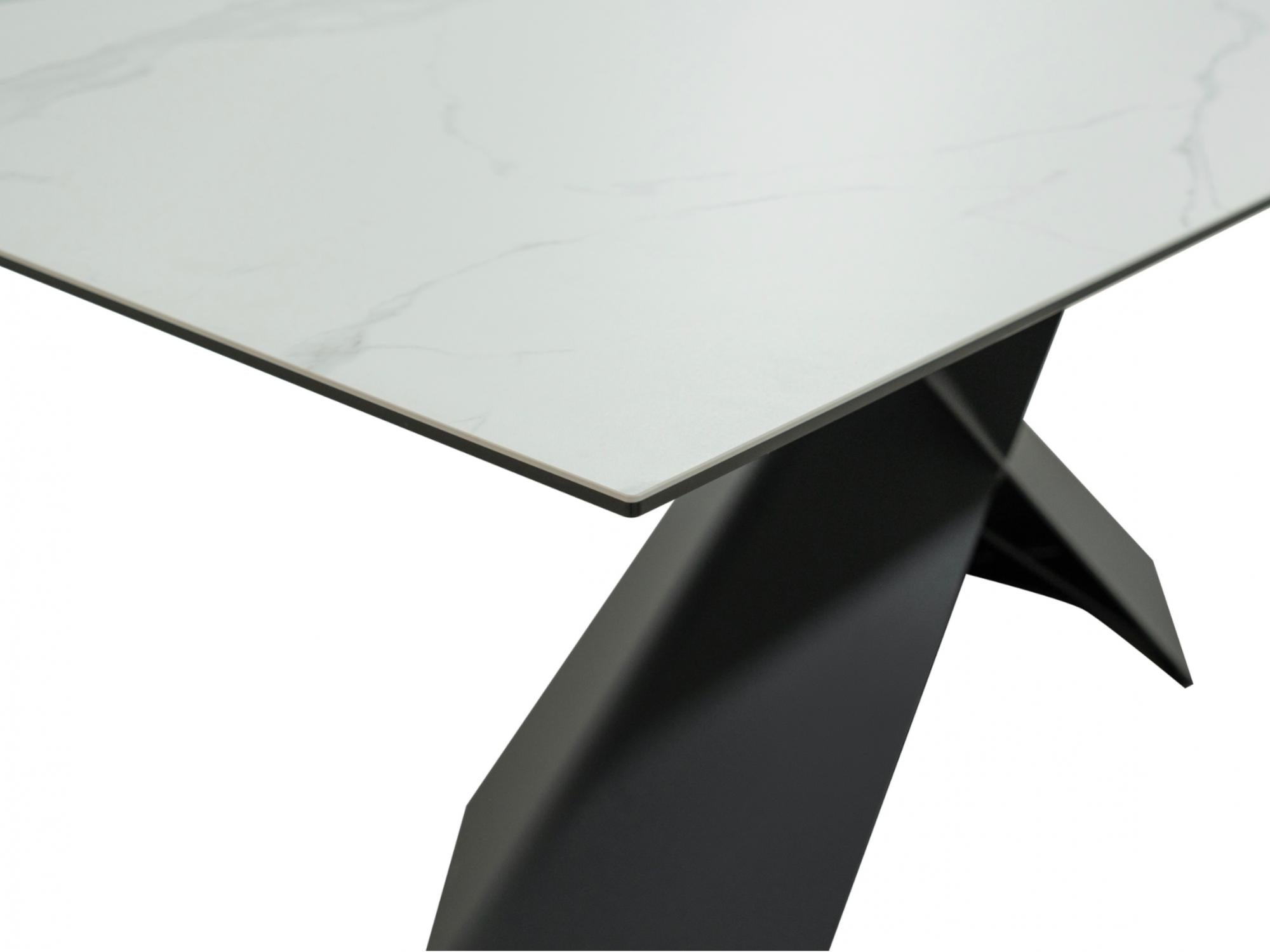 Zulu Fixed Dining Table – Vermont Marble Effect | Black Frame
