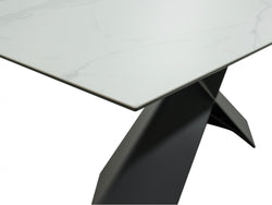 Zulu Fixed Dining Table – Vermont Marble Effect | Black Frame