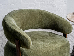 Hampton Occasional Chair – Olive | Chenille Fabric & Walnut-Effect Frame