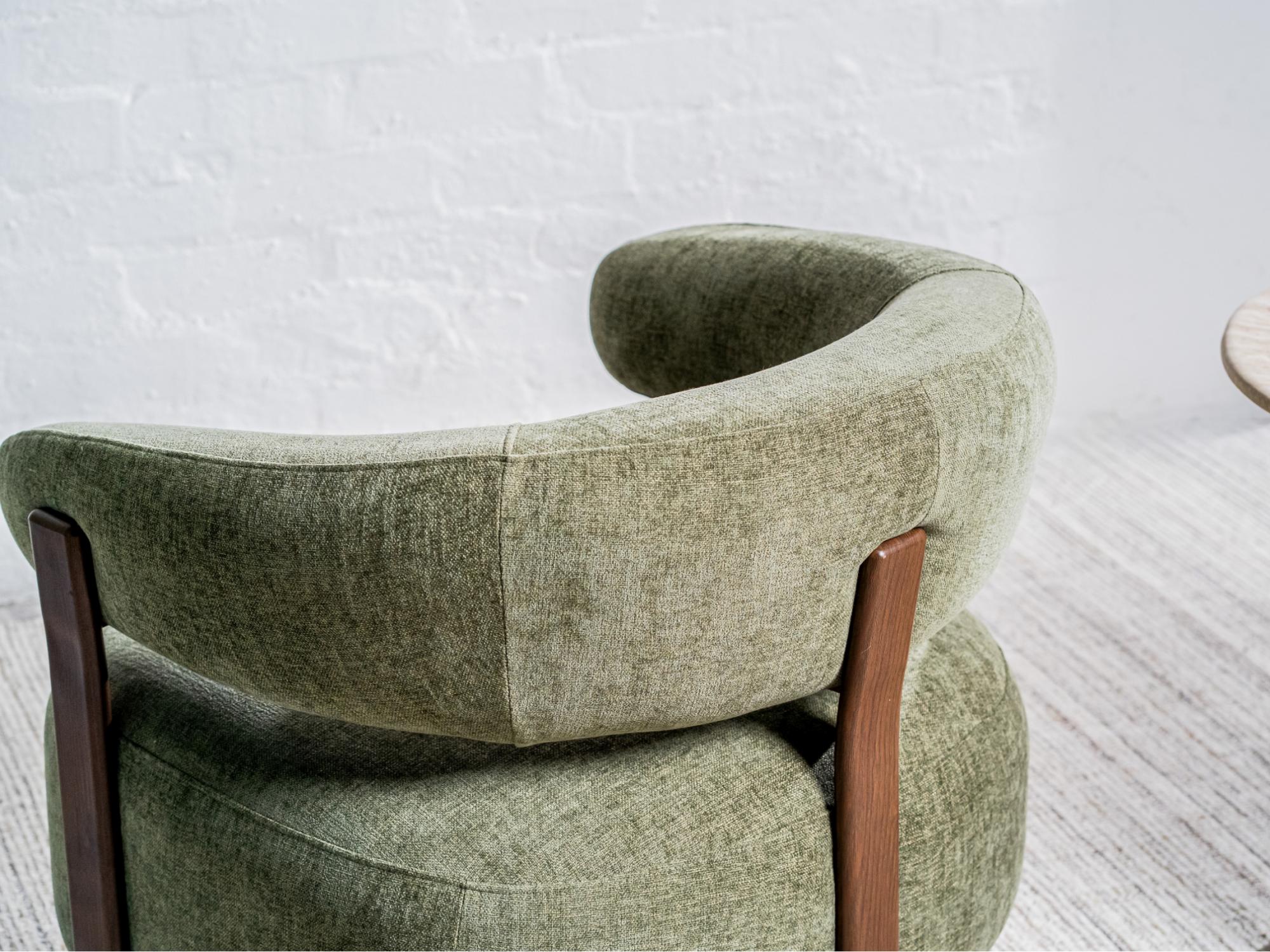 Hampton Occasional Chair – Olive | Chenille Fabric & Walnut-Effect Frame