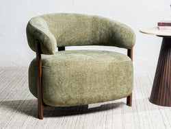 Hampton Occasional Chair – Olive | Chenille Fabric & Walnut-Effect Frame