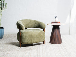 Hampton Occasional Chair – Olive | Chenille Fabric & Walnut-Effect Frame