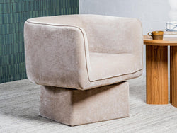 Chloe Swivel Occasional Chair – Latte | Chenille Fabric Upholstery