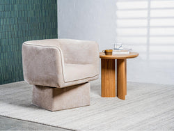 Chloe Swivel Occasional Chair – Latte | Chenille Fabric Upholstery