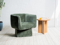 Chloe Swivel Occasional Chair – Olive | Chenille Fabric Upholstery