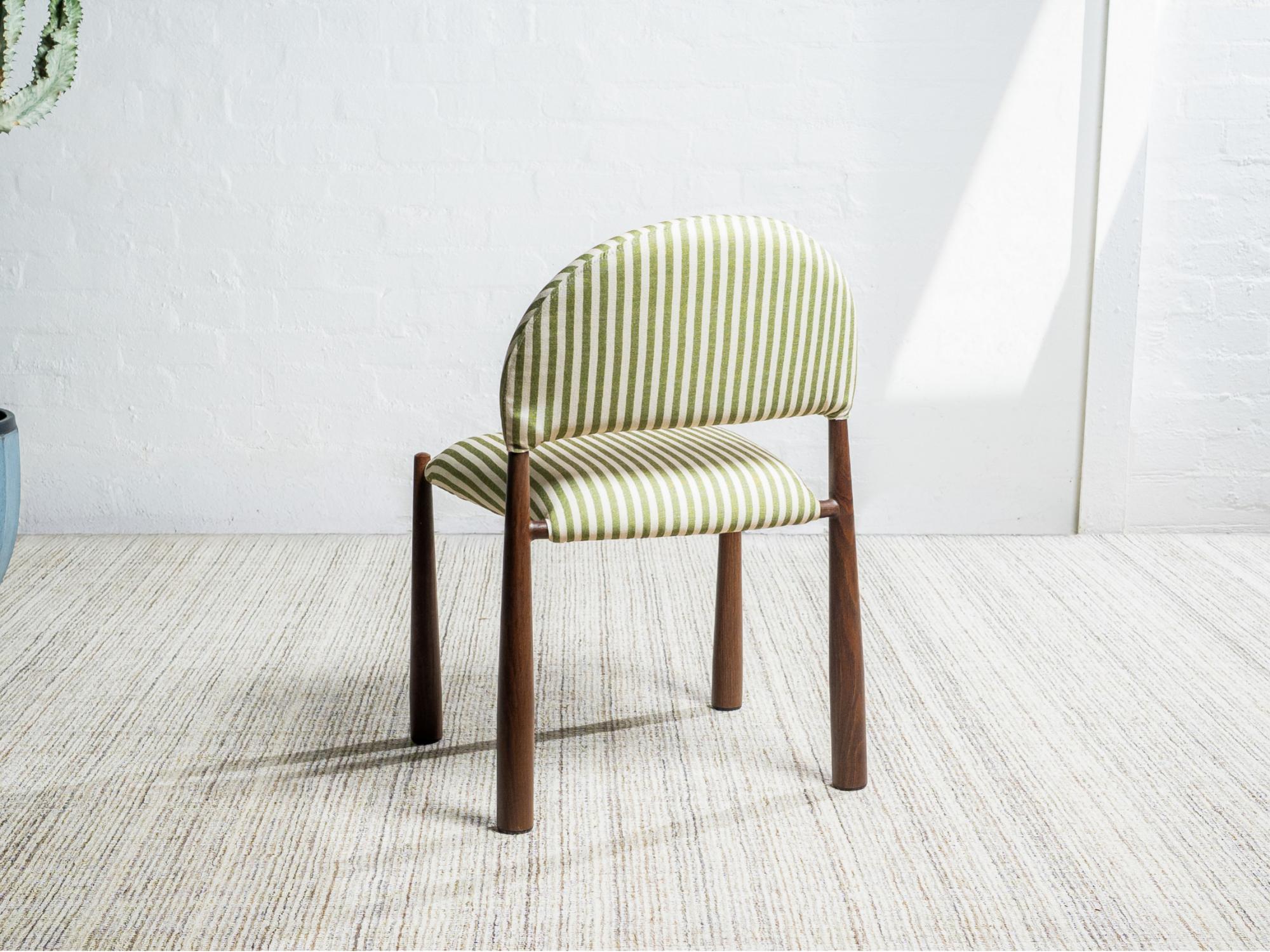 Egypt Dining Chair – Moss & Walnut | Fabric & Walnut-Effect Frame (Set of 2)