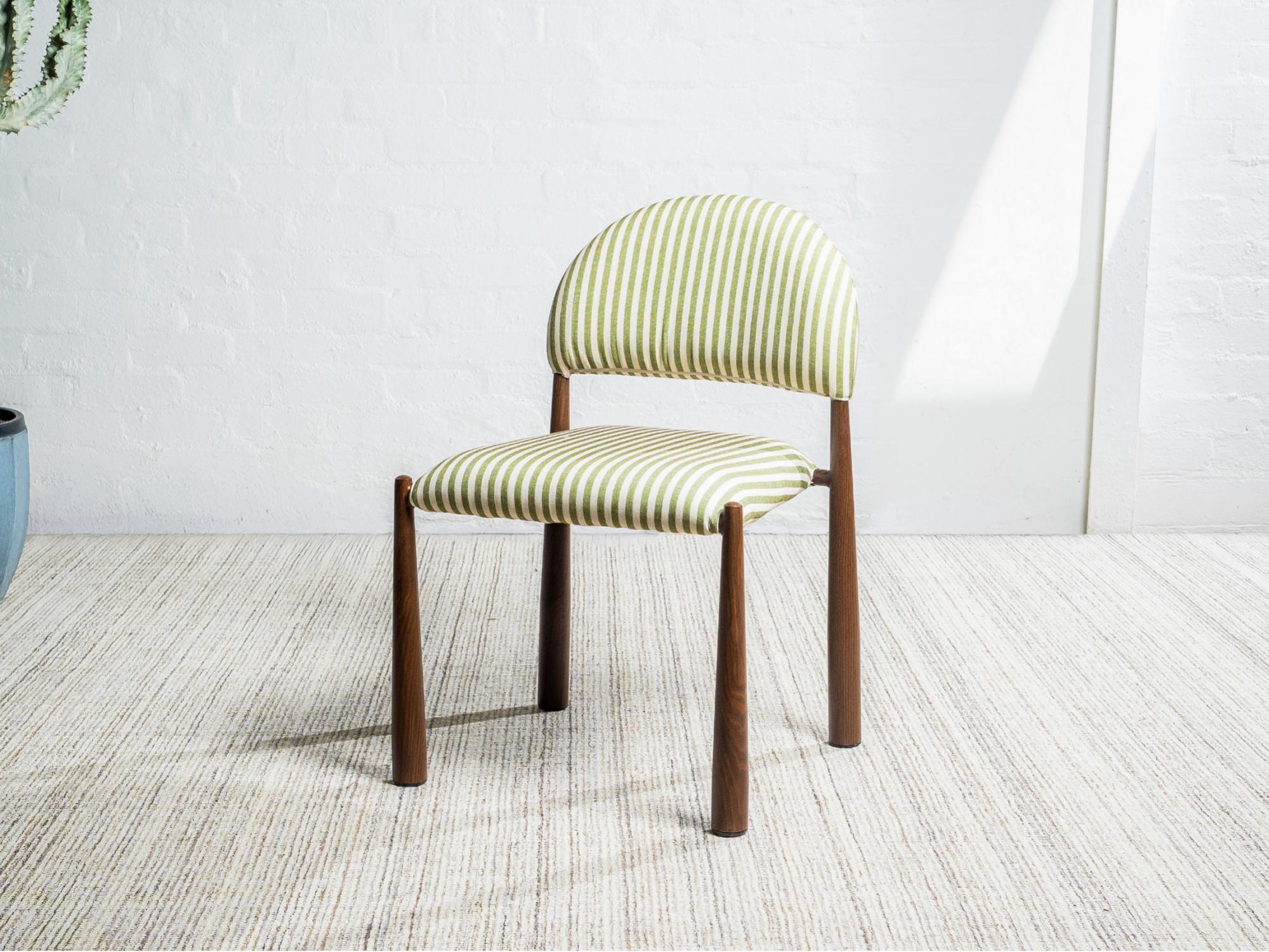 Egypt Dining Chair – Moss & Walnut | Fabric & Walnut-Effect Frame (Set of 2)