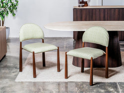 Egypt Dining Chair – Moss & Walnut | Fabric & Walnut-Effect Frame (Set of 2)