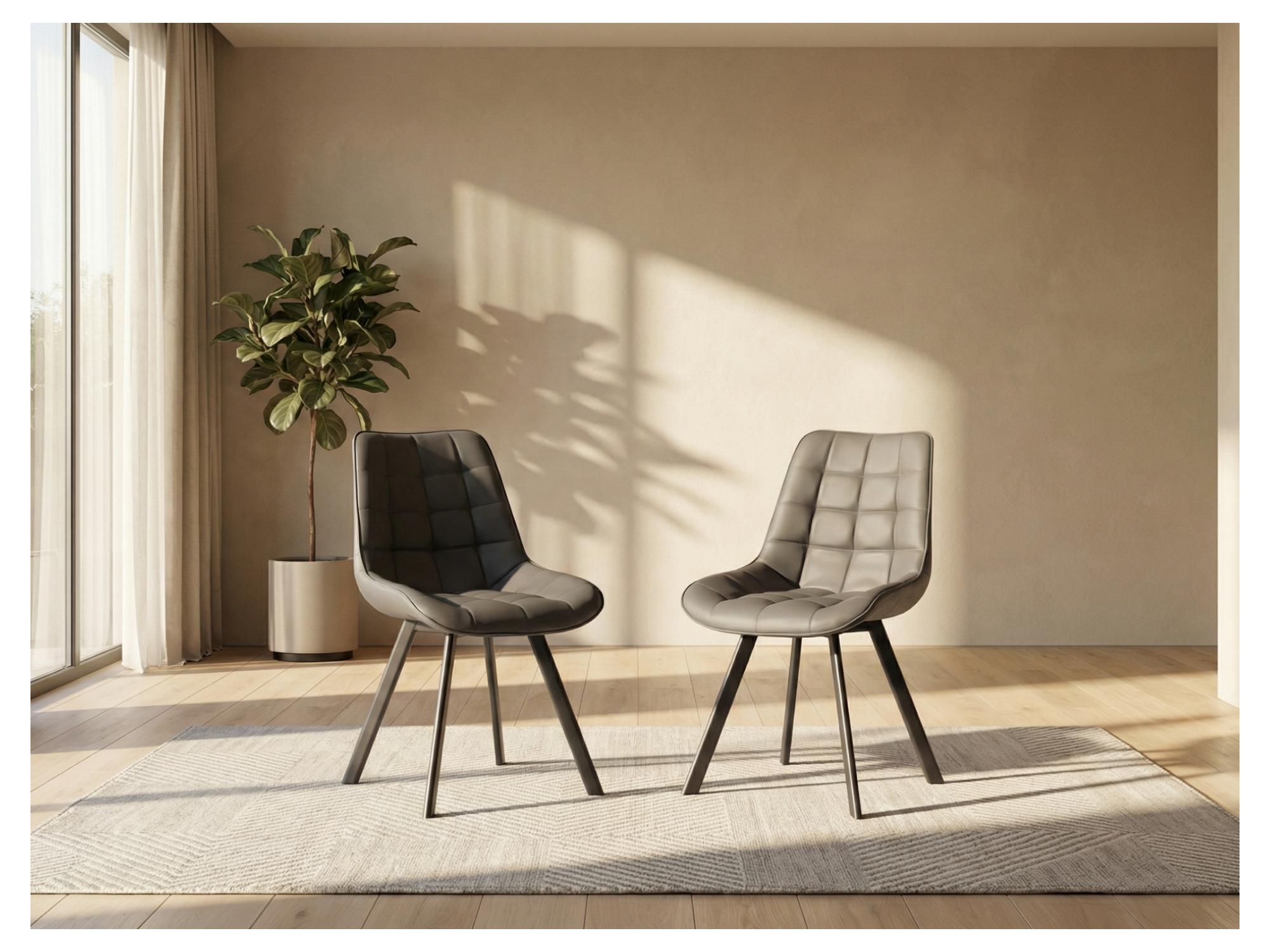 Forest Dining Chair – Dark Grey | Eco Leather & Black Frame (Set of 4)