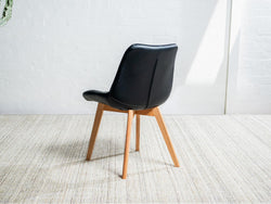 Forest Dining Chair – Black | Eco Leather &amp; Natural Oak Legs (Set of 2)