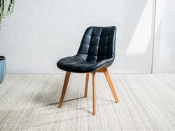 Forest Dining Chair – Black | Eco Leather & Natural Oak Legs (Set of 4)