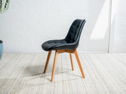 Forest Dining Chair – Black | Eco Leather & Natural Oak Legs (Set of 4)