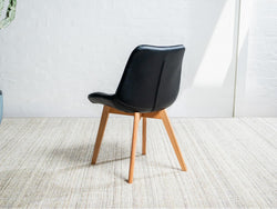 Forest Dining Chair – Black | Eco Leather & Natural Oak Legs (Set of 4)