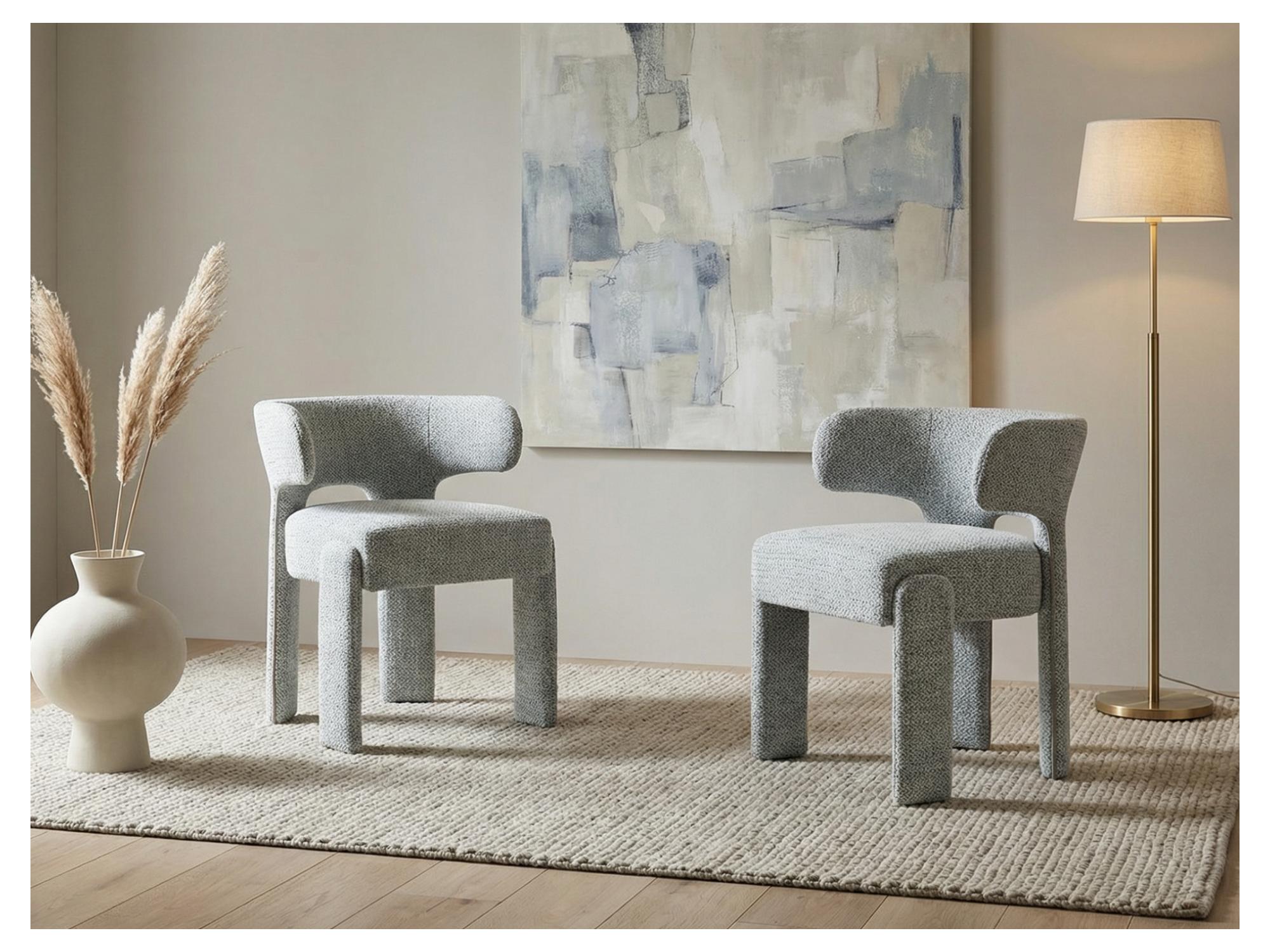 Geneva Dining Chair – Blue Grey | Textured Fabric Upholstery (Set of 2)
