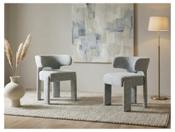 Geneva Dining Chair – Blue Grey | Textured Fabric Upholstery (Set of 2)