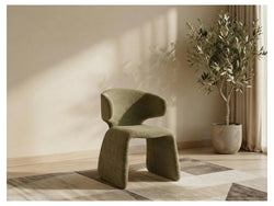 Helsinki Dining Chair – Olive | Textured Fabric Upholstery