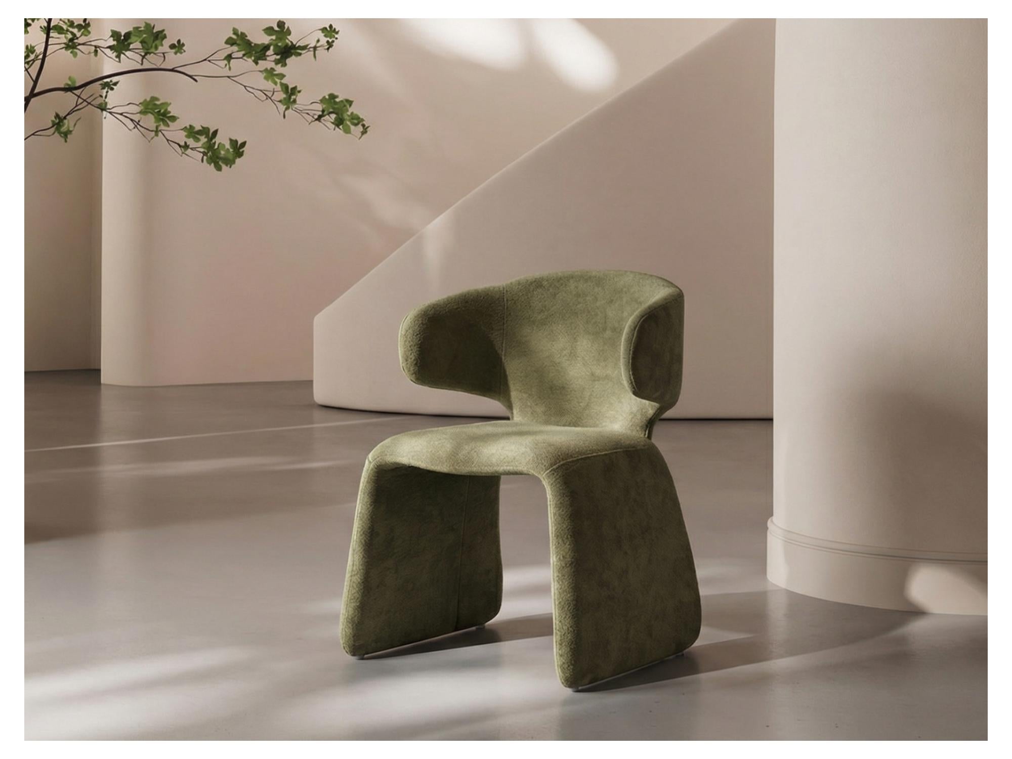 Helsinki Dining Chair – Olive | Textured Fabric Upholstery