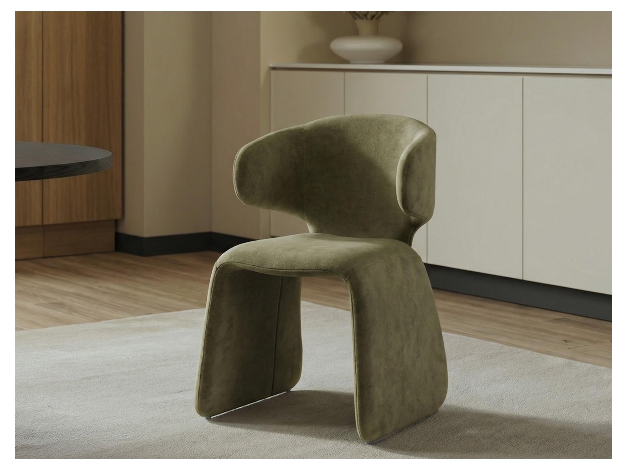 Helsinki Dining Chair – Olive | Textured Fabric Upholstery