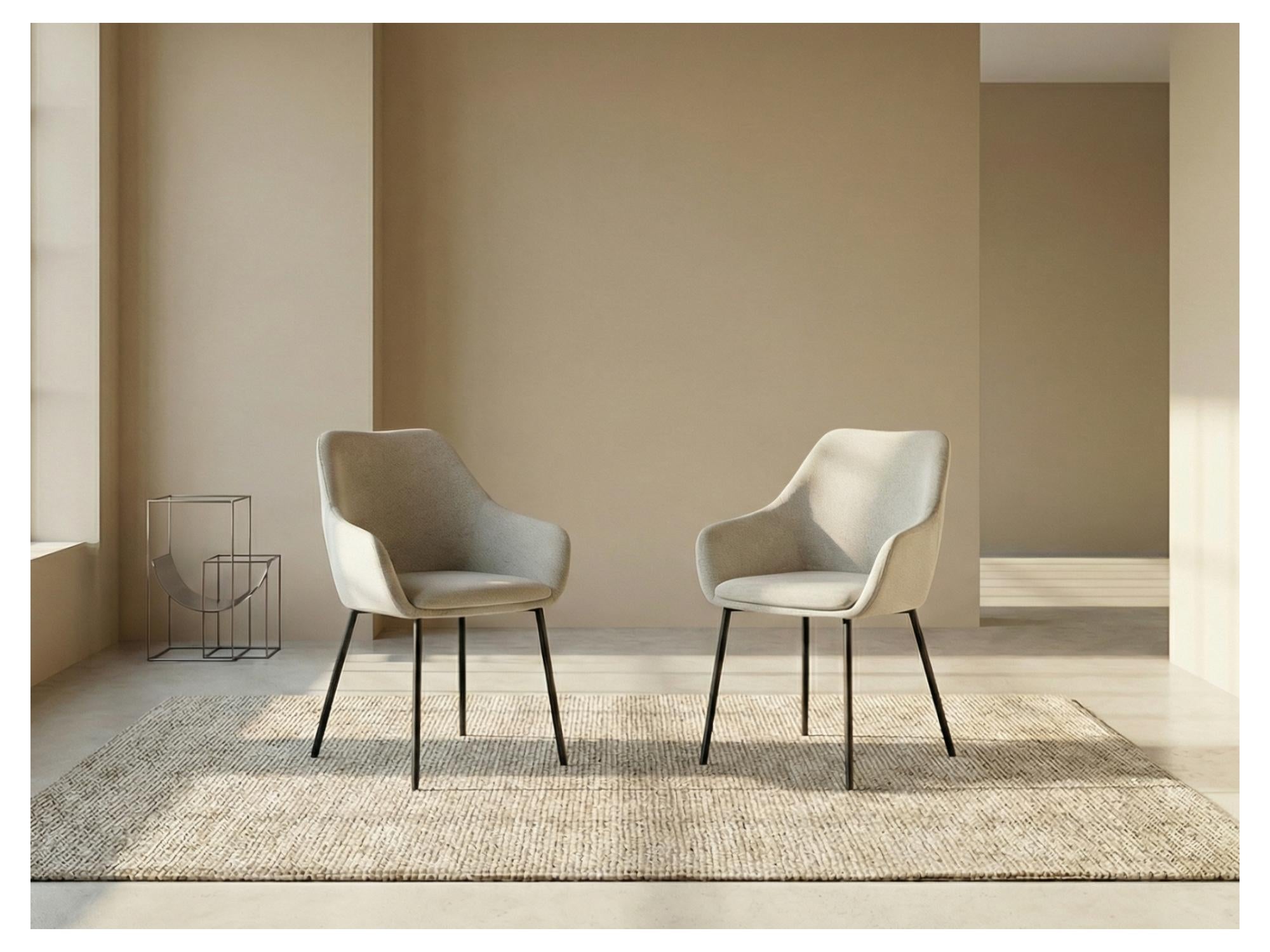 Napier Dining Chair – Oat | Textured Fabric & Black Frame (Set of 2)