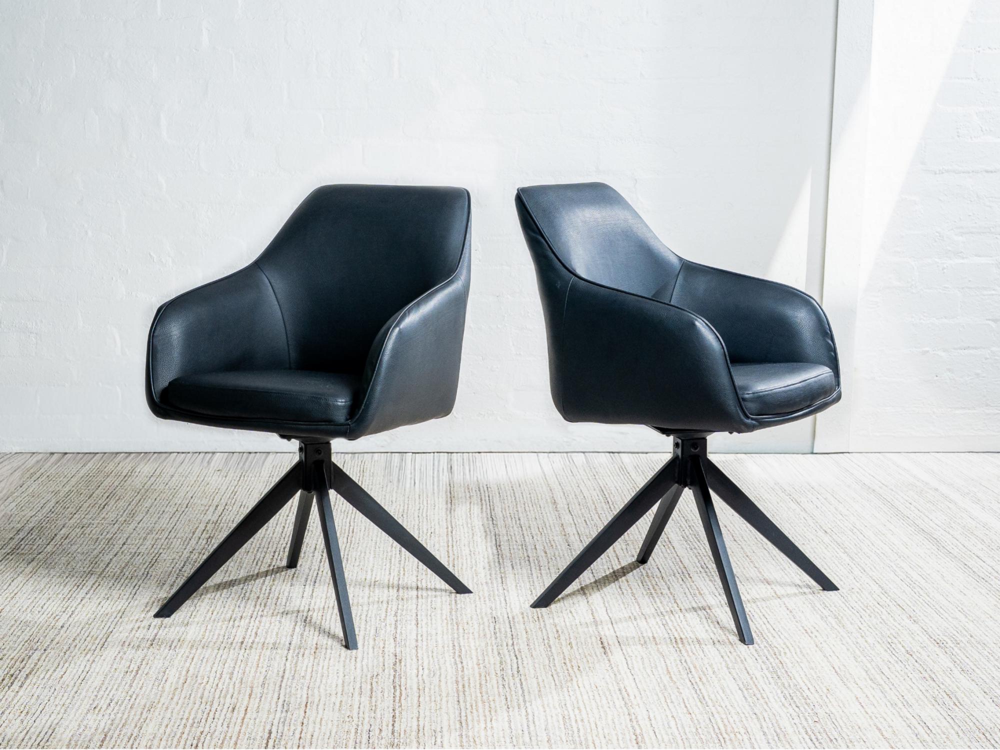 Oscar Rotation Dining Chair – Black | Eco Leather & Black Frame (Set of 2)